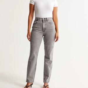 A&F 90s straight ultra high rise curve love GREY